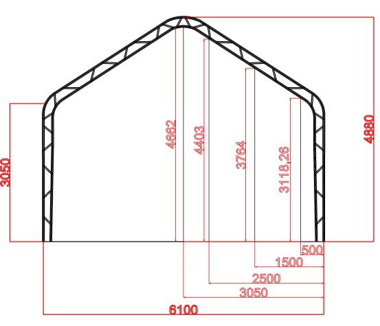 6m Széles Dupla Vasazatú Raktársátor/ Ponyva csarnok